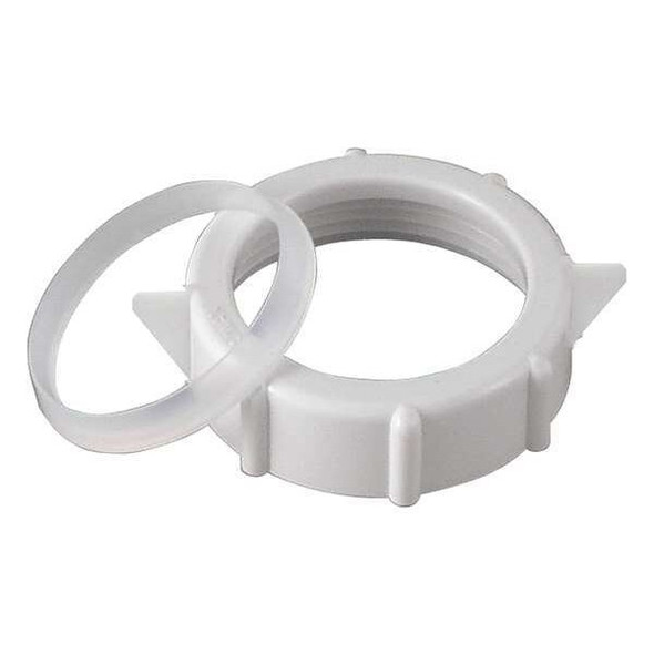 1-1/2" or 1-1/4" Dia, polypropylene, White/Plastic, Slip-Nut And Washer