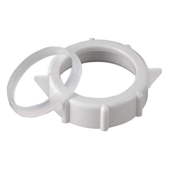 1-1/2" or 1-1/4" Dia, polypropylene, White/Plastic, Slip-Nut And Washer