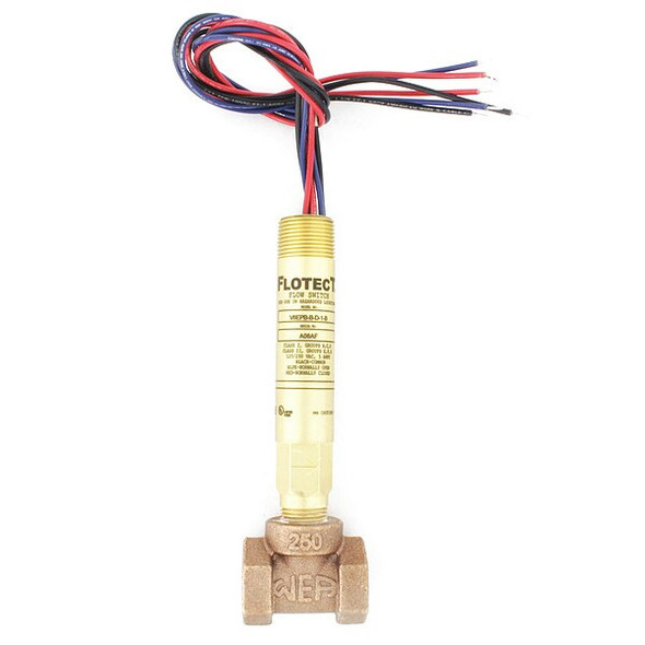 Mini-size flow switch, brass upper and lower body, 1/2" NPT, brass tee.