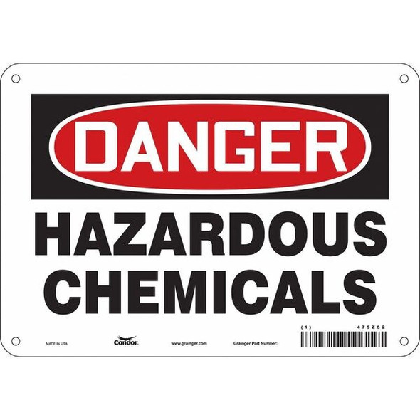 Chemical Sign, 7 in H, 10 in W, Vertical Rectangle, English, 475Z52