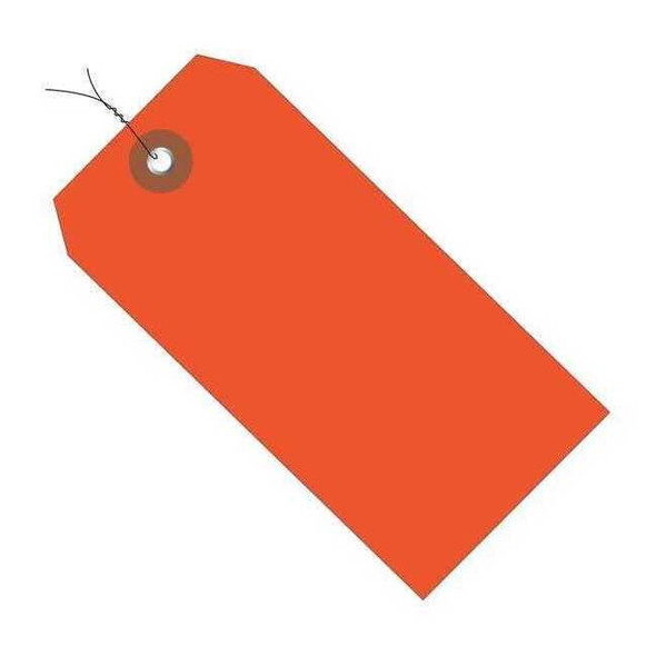 Plastic Shipping Tags, Pre-Wired, 4 3/4" x 2 3/8", Orange, PK100