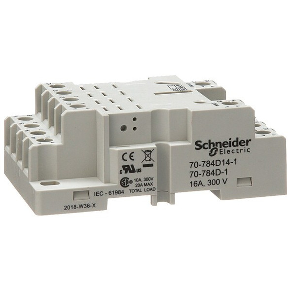 Schneider Electric Relay Socket, Square, 14 Pins, 16 A 70-784D14-1