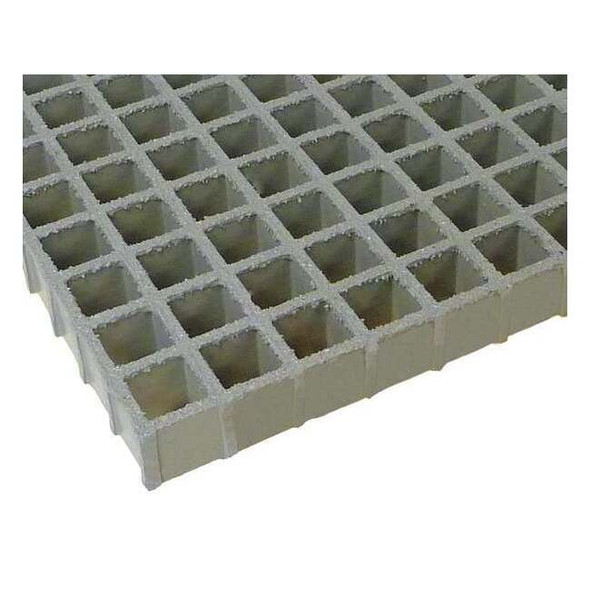 Fiberglass Molded Grating, 60 in Span, Grit-Top Surface, Light Gray