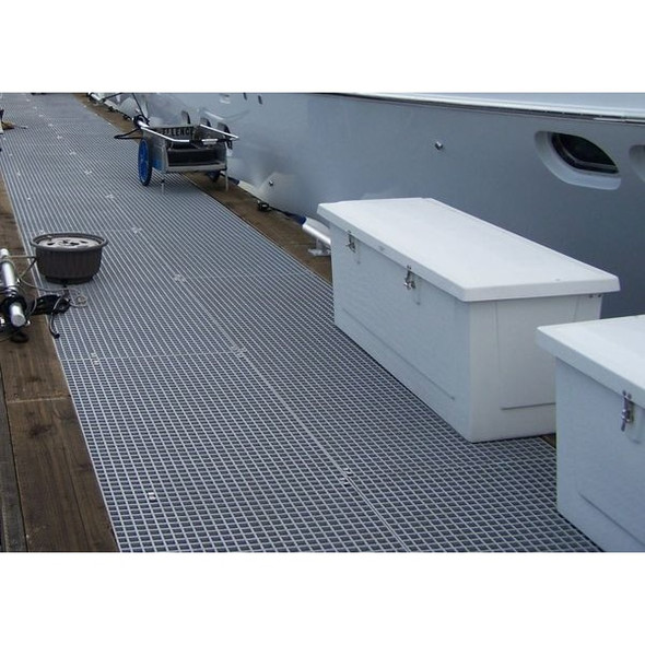 Fibergrate Fiberglass Molded Grating, 60 in Span, Grit-Top Surface, Light Gray 268405.02