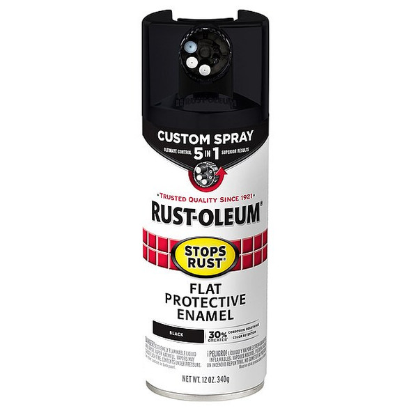 Rust-Oleum Rust Preventative Spray Paint, Black, Flat, Solvent, 12 Oz 376855