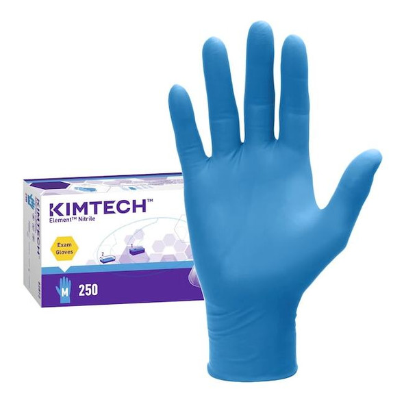 Element, Disposable Gloves, 3.2 mil Palm, Nitrile, Powder-Free, M, 250 PK, Blue
