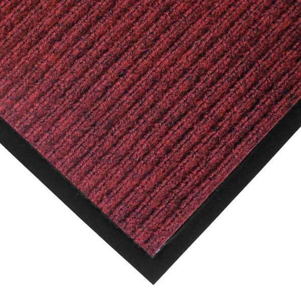 Entrance Mat, Polypropylene, 3/8 in Thick, Red/Black, 3 ft W x 10 ft L