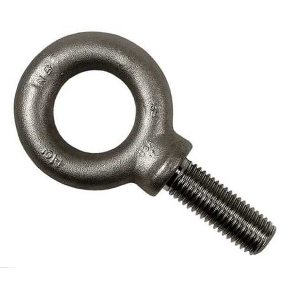 Eye Bolt With Shoulder, 3/4"-10, 2 in Shank, 1-1/2 in ID, Steel, Plain