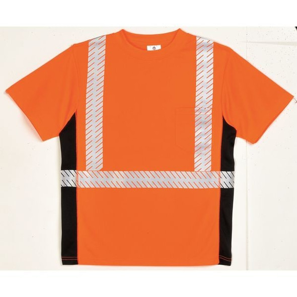 Kishigo Unisex Short Sleeve Hi-Vis Black Sided T-Shirt, Polyester, Orange, L 9115-L