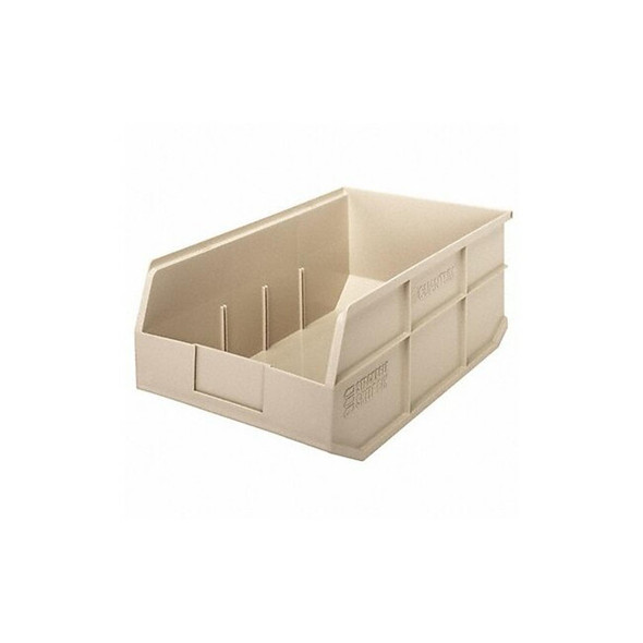Shelf Storage Bin, Polypropylene, Ivory, 7 in H, 11 in W, 18 in L