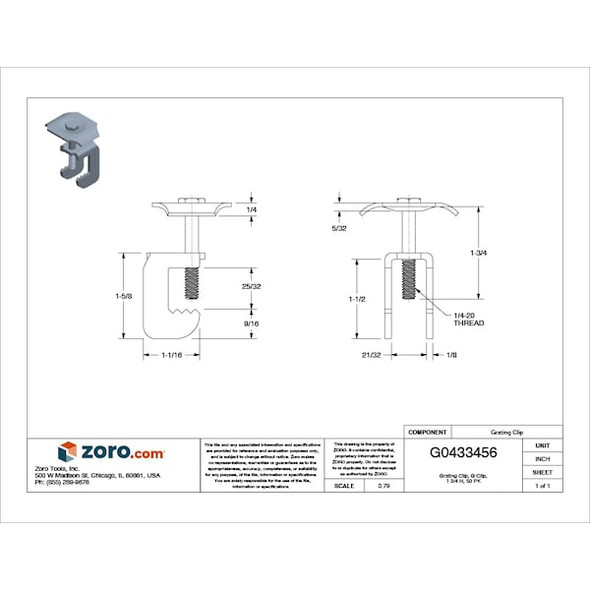 Manufacturer Varies Grating Clip, For Screw Size 1/4 in, Carbon Steel, Galvanized, 50 PK WGG-1D