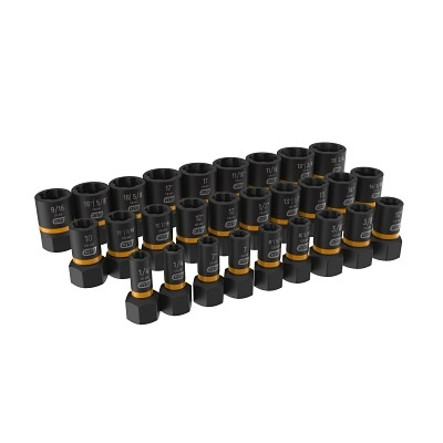 Bolt Biter Extraction Socket Set, 28 Pc, Black Oxide, Chrome-Molybdenum, Set