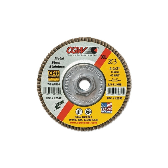 Premium Z3 Reg T29 Flap Disc, 7 in dai, 40 Grit, 5/8 in-11 Arbor, 8,600 RPM Pack of 10
