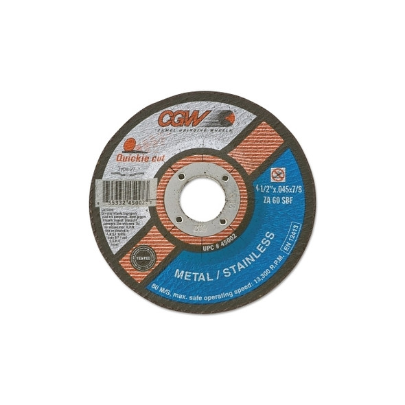 Quickie Cut™ Extra Thin Type 27 Cut-Off Wheel, 5 in dia, 7/8 in Arbor, 60 Grit Pack of 25