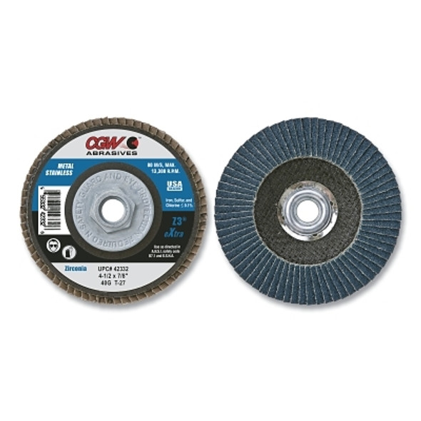 Prem Z3 Reg T27 Flap Disc, 4 in, 80 Grit, 5/8 in Arbor, 15,300 rpm Pack of 10 Prem Z3 Reg T27 Flap Disc, 4 in, 80 Grit, 5/8 in Arbor, 15,300 rpm Pack of 10