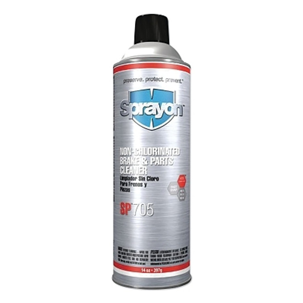 SP™705 Non-Chlorinated Brake and Parts Cleaner, 20 oz Capacity, Aerosol Can, Mild Solvent Scent Pack of 12 SP™705 Non-Chlorinated Brake and Parts Cleaner, 20 oz Capacity, Aerosol Can, Mild Solvent Scent Pack of 12