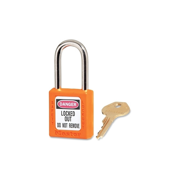Zenex™ Thermoplastic Safety Lockout Padlock, 410, 1-1/2 W x 1-3/4 H Body, 1-1/2 in H Shackle, KD, Orange Pack of 6