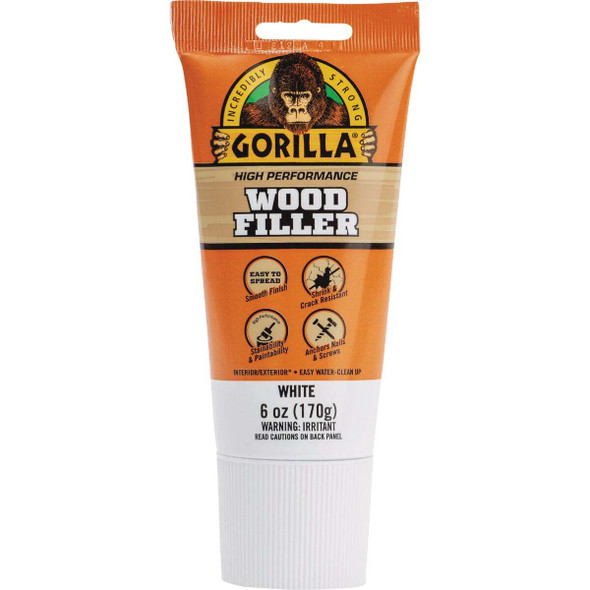 Gorilla 6 Oz. White Wood Filler Tube 112124