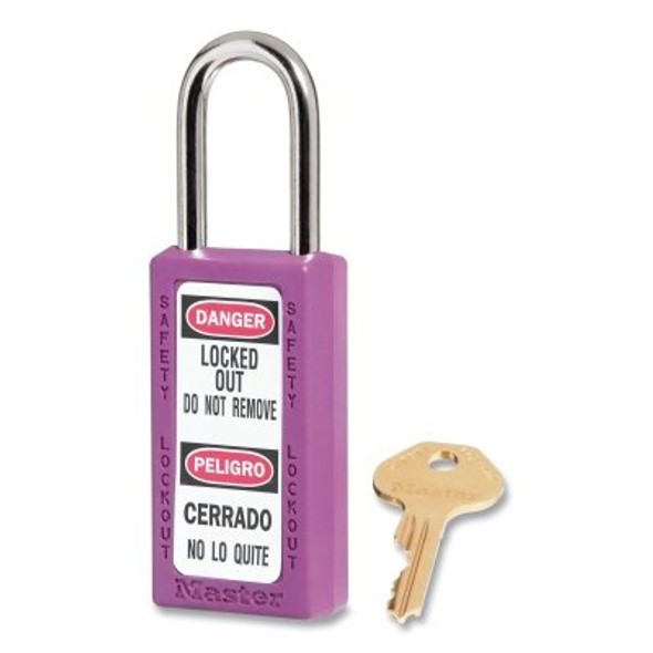 Zenex™ Thermoplastic Safety Lockout Padlock, 411, 1-1/2 W x 3 H Body, 1-1/2 in H Shackle, KD, Purple Pack of 6 Zenex™ Thermoplastic Safety Lockout Padlock, 411, 1-1/2 W x 3 H Body, 1-1/2 in H Shackle, KD, Purple Pack of 6