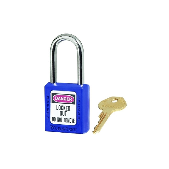 Zenex™ Thermoplastic Safety Lockout Padlock, 410, 1-1/2 W x 1-3/4 H Body, 1-1/2 in H Shackle, KD, Blue Pack of 6