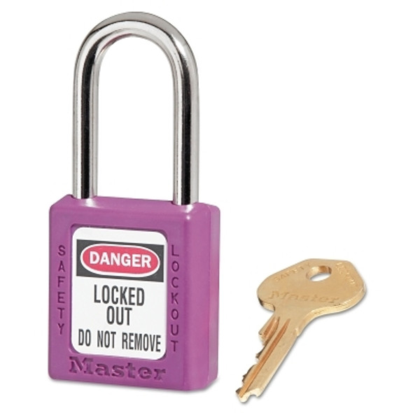 Zenex™ Thermoplastic Safety Lockout Padlock, 410, 1-1/2 W x 1-3/4 H Body, 1-1/2 in H Shackle, KD, Purple Pack of 6 Zenex™ Thermoplastic Safety Lockout Padlock, 410, 1-1/2 W x 1-3/4 H Body, 1-1/2 in H Shackle, KD, Purple Pack of 6