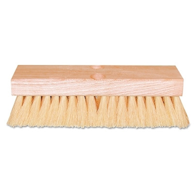 Deck Scrub Brush, 10 in Hardwood Block, 2 in Trim L, White Tampico Pack of 12