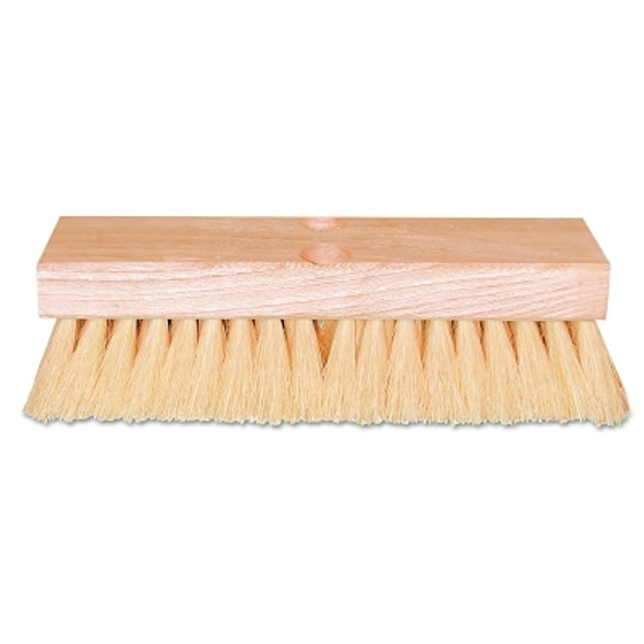Deck Scrub Brush, 10 in Hardwood Block, 2 in Trim L, White Tampico Pack of 12