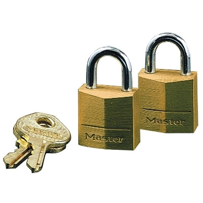 No. 120D Solid Brass Padlock, 5/32 in dia x 7/16 in L x 3/8 in W Shackle, Brass Pack of 4