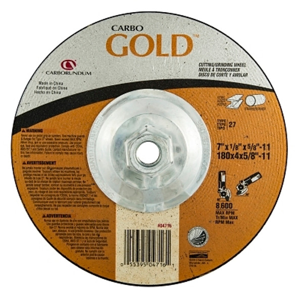 Depressed Center Wheel, 7 in Dia, 1/8 in Thick, 24 Grit Aluminum Oxide Pack of 10