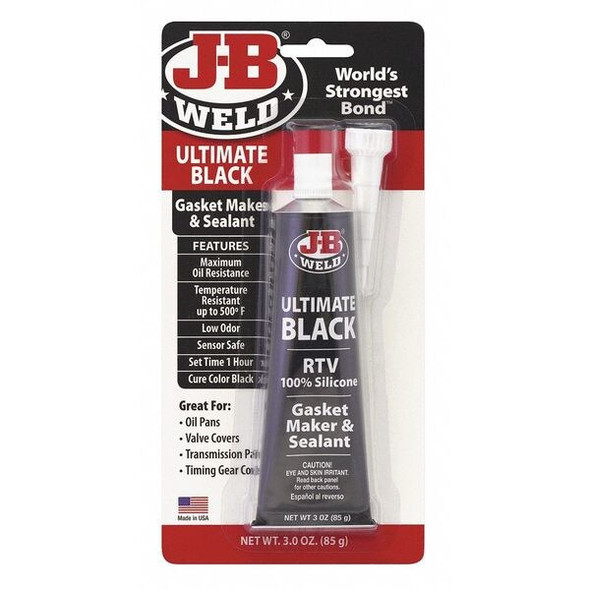 J-B Weld Silicone, 3 oz, Tube, Black, Silicone Base, Not Applicable 32329