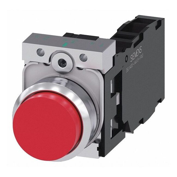 Siemens Push Button,22mm,Red,Metal Bezel 3SU1150-0BB20-1FA0
