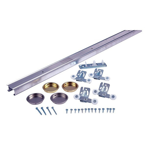Track Kit, Sliding Door Type, Alum., Silver, Height (In.): 1 in