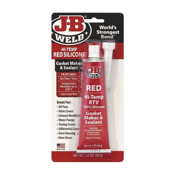 J-B Weld Gasket Sealant, 3 oz, Tube, Red, Silicone Base, HighHeat(TM) 31314