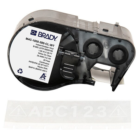 Brady Label/RibbonCartridge,Clear,Gloss,1inW M4C-1000-595-CL-WT