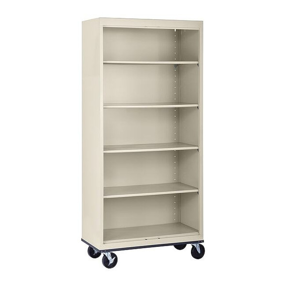 Sandusky Lee Mobile Welded Steel Bookcase, 36x18x72, Putty BM40361872-07