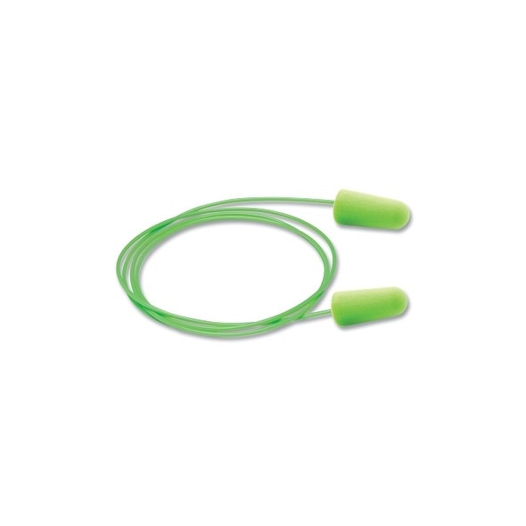 Pura-Fit Foam Earplugs, Foam, Bright Green, Corded Pack of 100