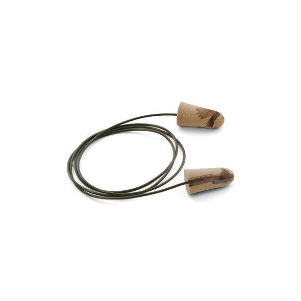 Camo Plugs® Disposable Earplugs, Foam, Brown/Tan/Green, Corded Pack of 100