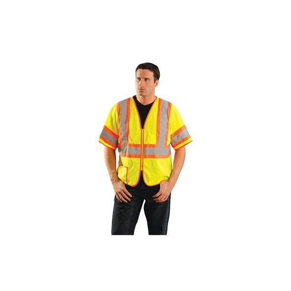 Class 3 Mesh Vests with Silver Reflective Tape, X-Large, Hi-Viz Yellow