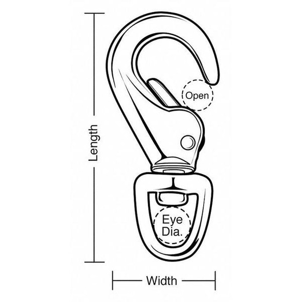 Lucky Line Utility Spring Hook, SS, 7/8 in Eye Dia 4FCF9