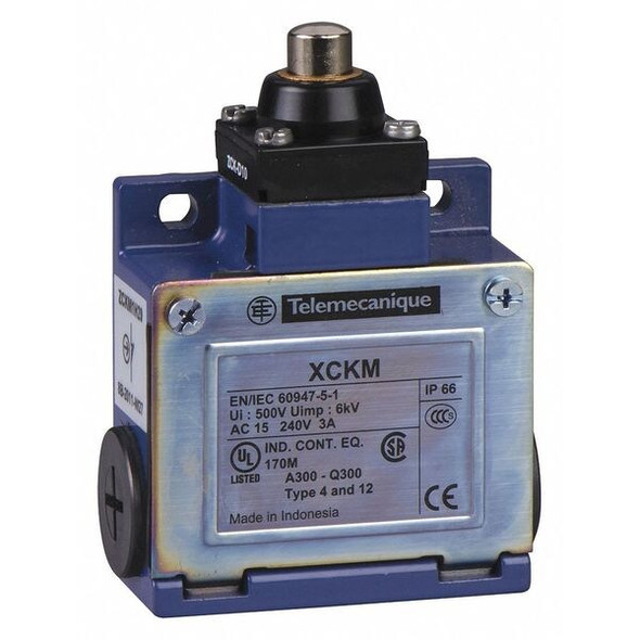 Limit Switch, Plunger, 1NC/1NO, 10A at 240V AC, Actuator Location: Top