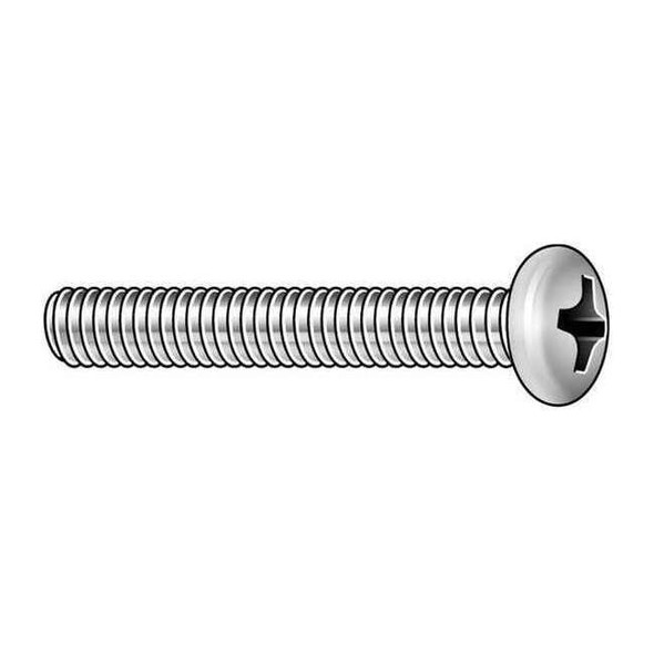#0-80 x 3/8 in Phillips Pan Machine Screw, Plain 18-8 Stainless Steel, 100 PK