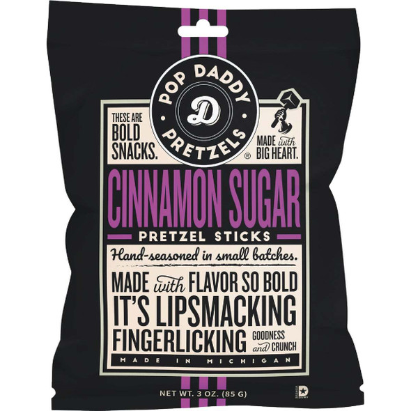 Pop Daddy 3 Oz. Cinnamon Sugar Pretzel Sticks 583 Pack of 15