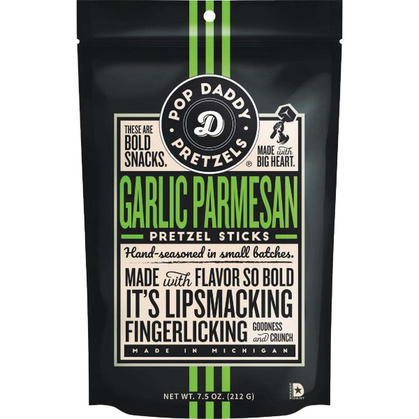 Pop Daddy 7.5 Oz. Garlic Parmesan Pretzel Sticks 518 Pack of 12
