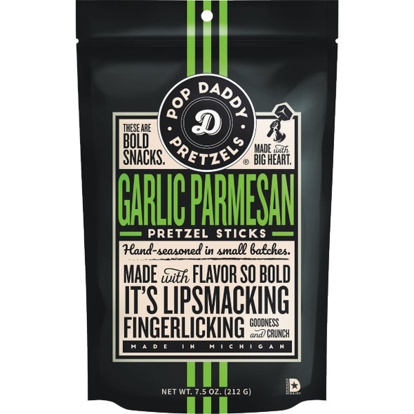 Pop Daddy 7.5 Oz. Garlic Parmesan Pretzel Sticks 775602 Pack of 12