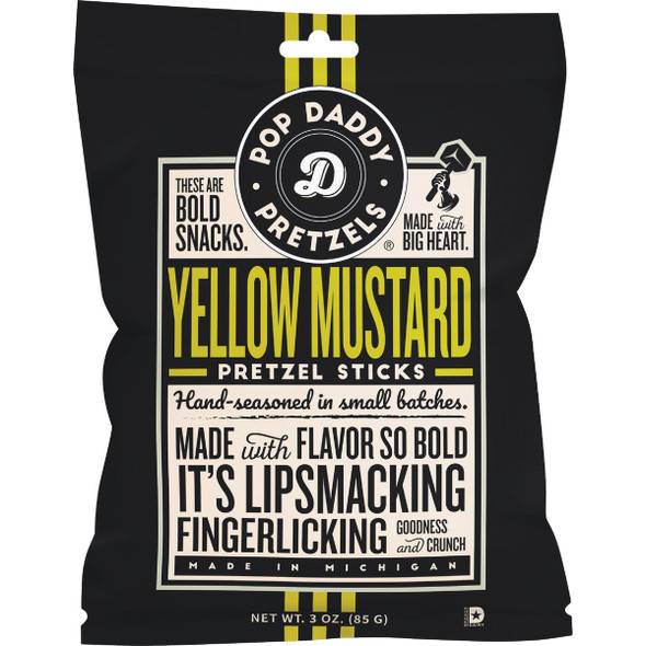 Pop Daddy 3 Oz. Yellow Mustard Pretzel Sticks 559 Pack of 15