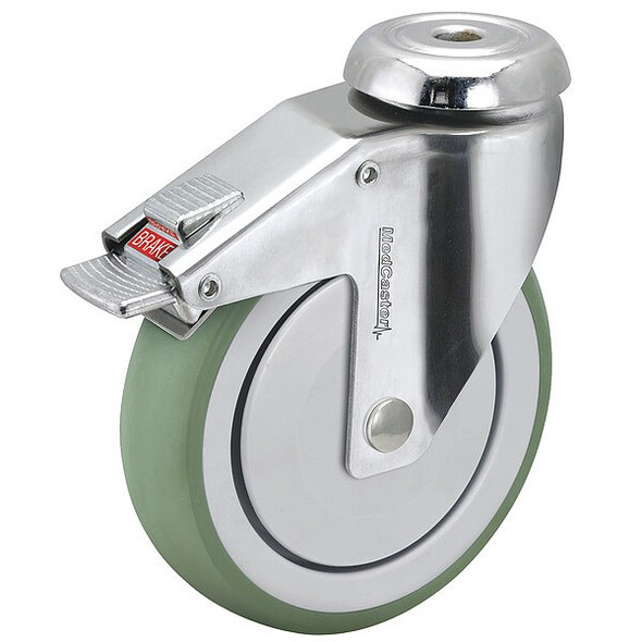 Medcaster Bolt-Hole Caster,3"dia,Swivel,Rubber SS03AMX125TLHK01