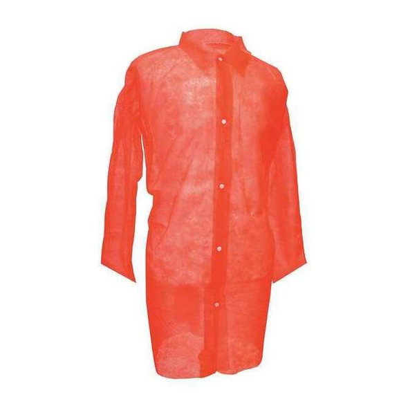 Disposable Lab Coat, Polypropylene, Snaps Closure, Red, 3XL, 30 PK