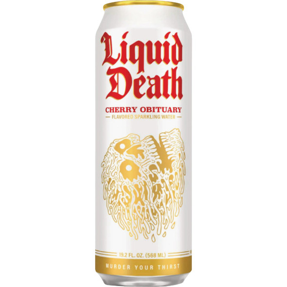 Liquid Death 19.2 Oz. Cherry Obituary 100% Sparkling Mountain Water Pack of 12