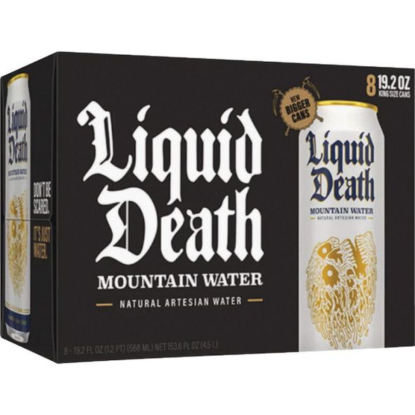 Liquid Death 19.2 Oz. 100% Mountain Water 1700076 Pack of 12 601612