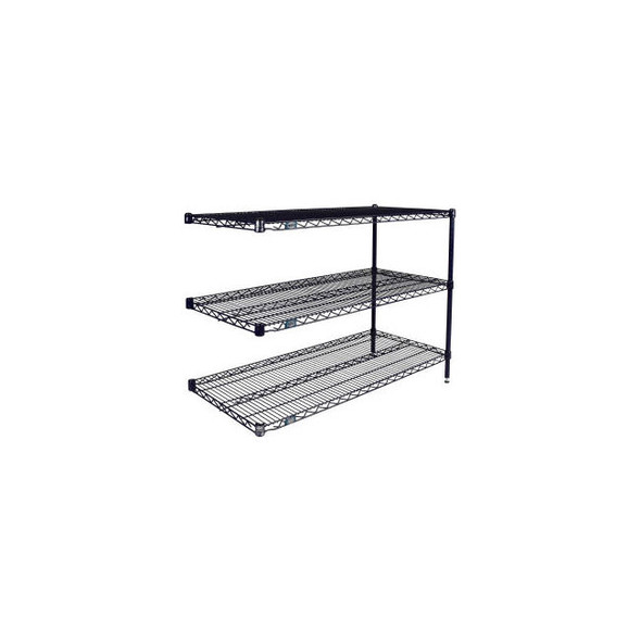 Nexel 3 Shelf Nexelon Blue Wire Shelving Unit Add On 24""W x 14""D x 34""H